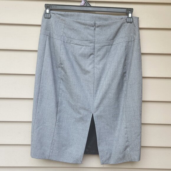 Express Gray High-Waist Skirt Solid Straight Hook/Eye Detail Slit - Picture 5 of 10